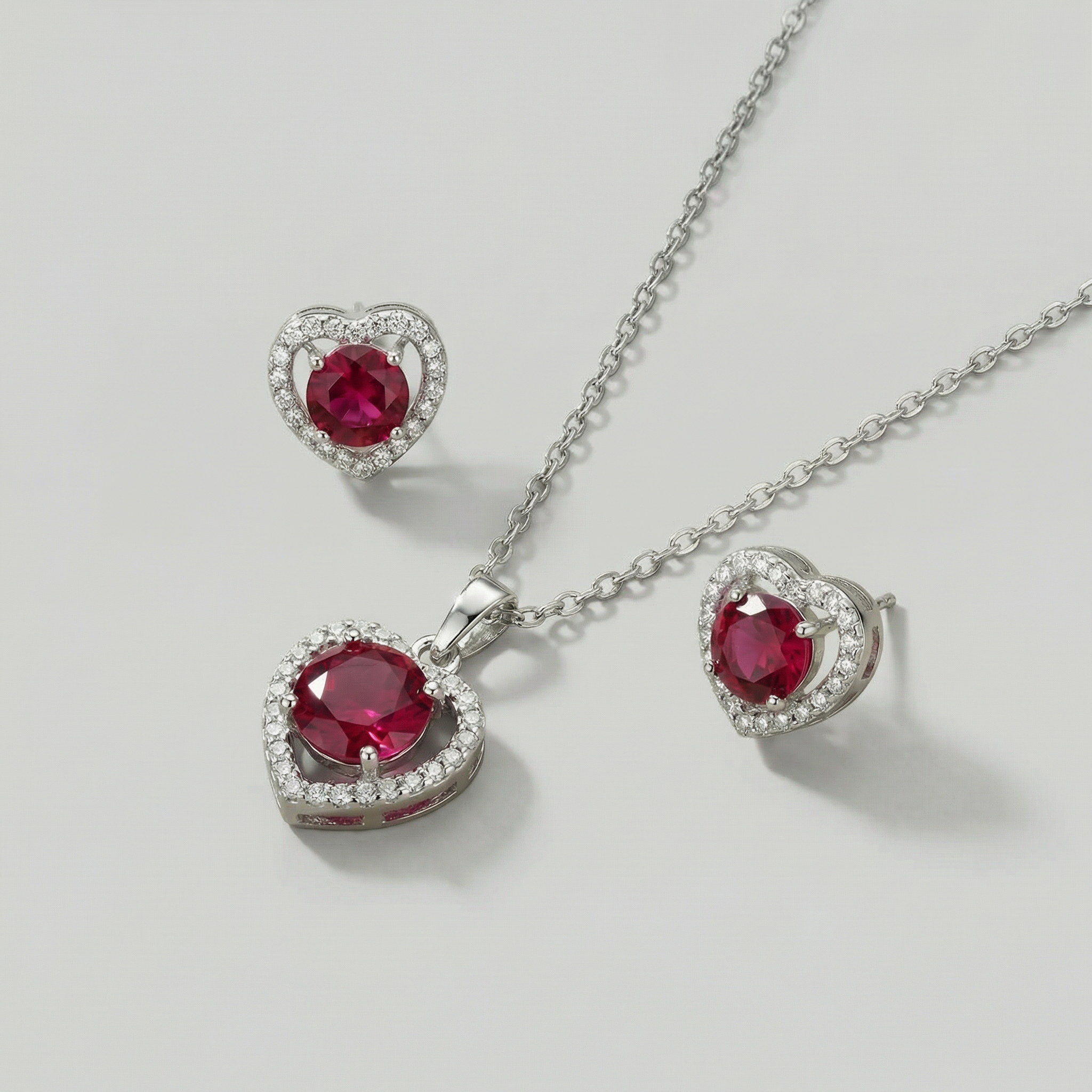 The Ruby Heart Necklace Set