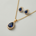 The Sapphire Halo Necklace Set