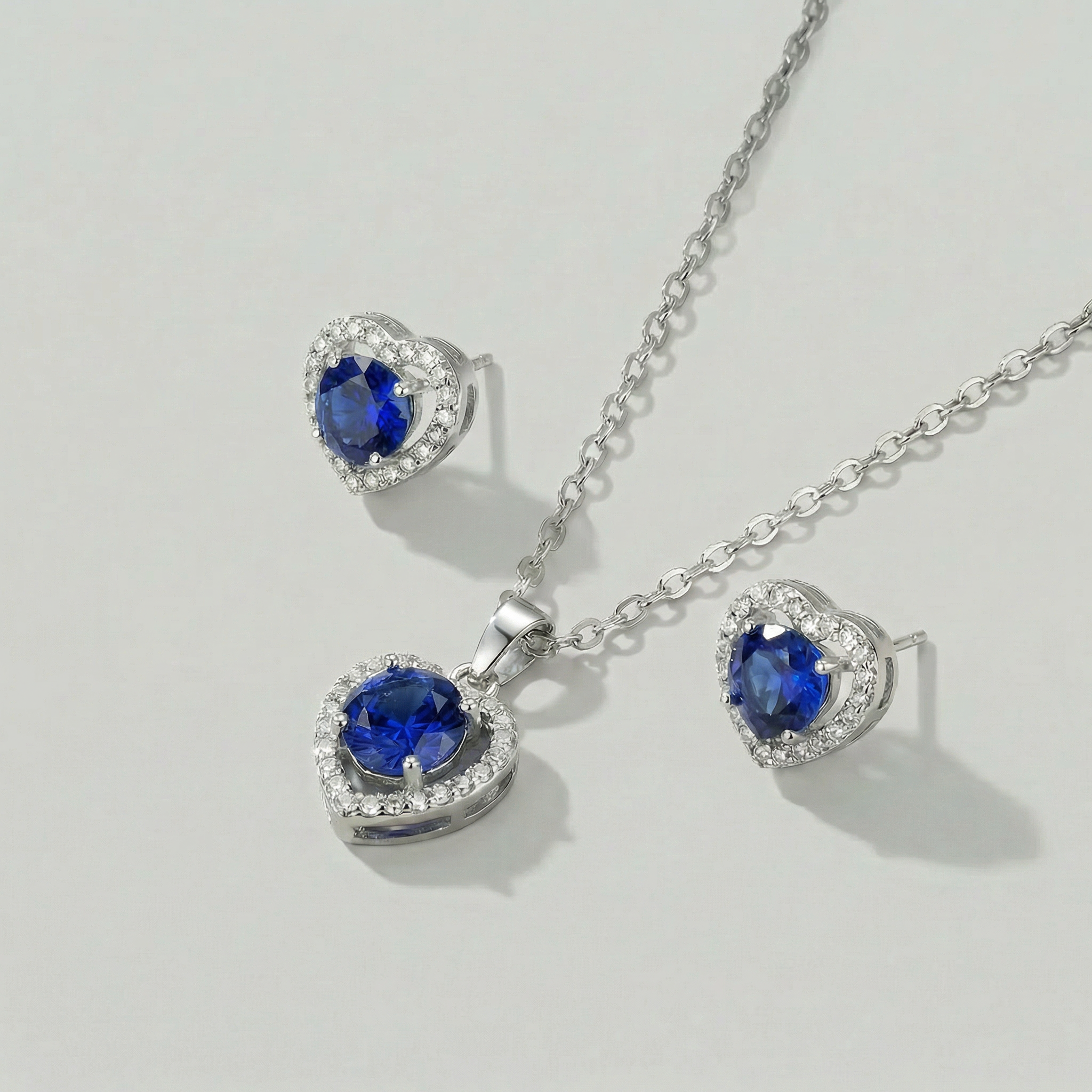 The Sapphire Heart Necklace Set