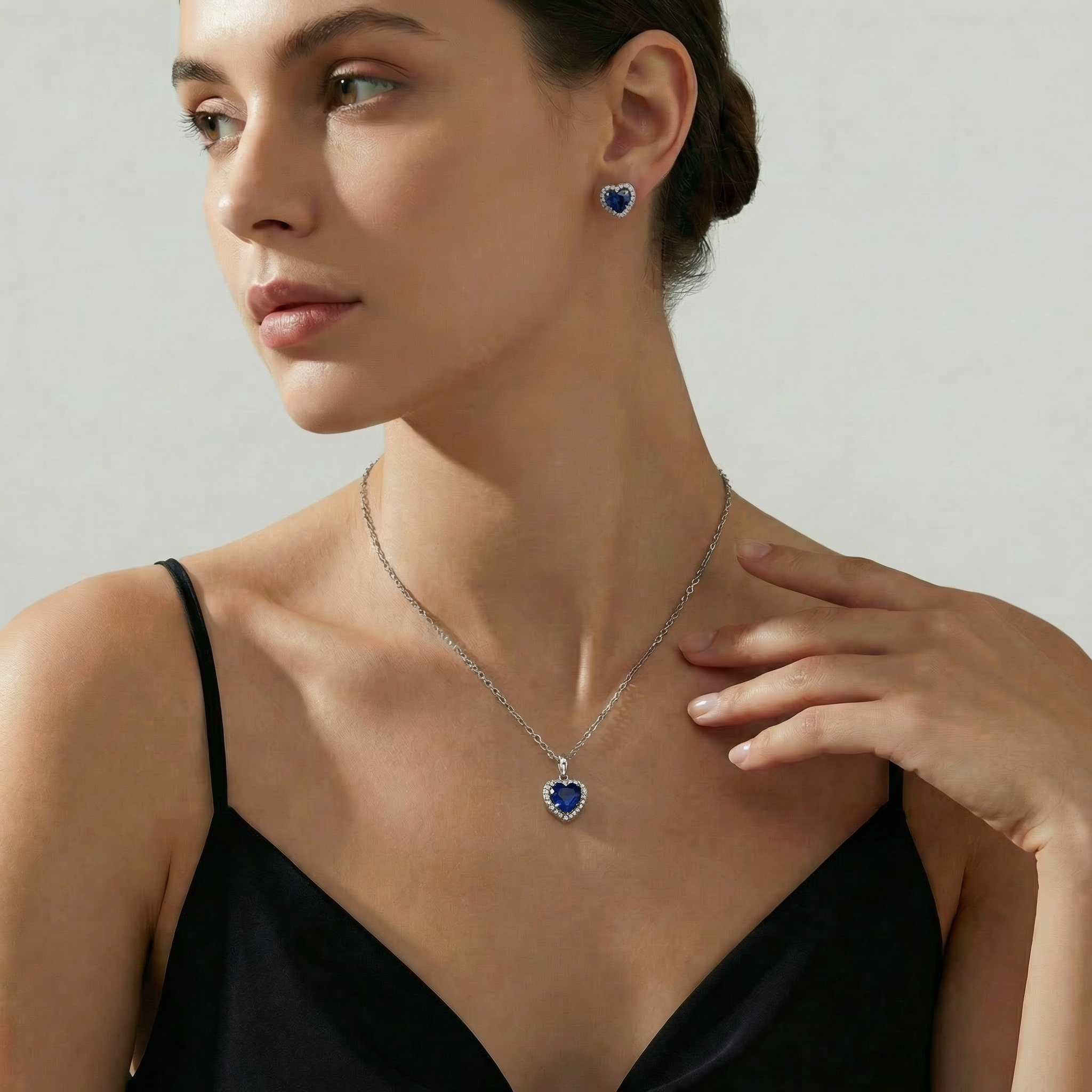The Sapphire Heart Necklace Set