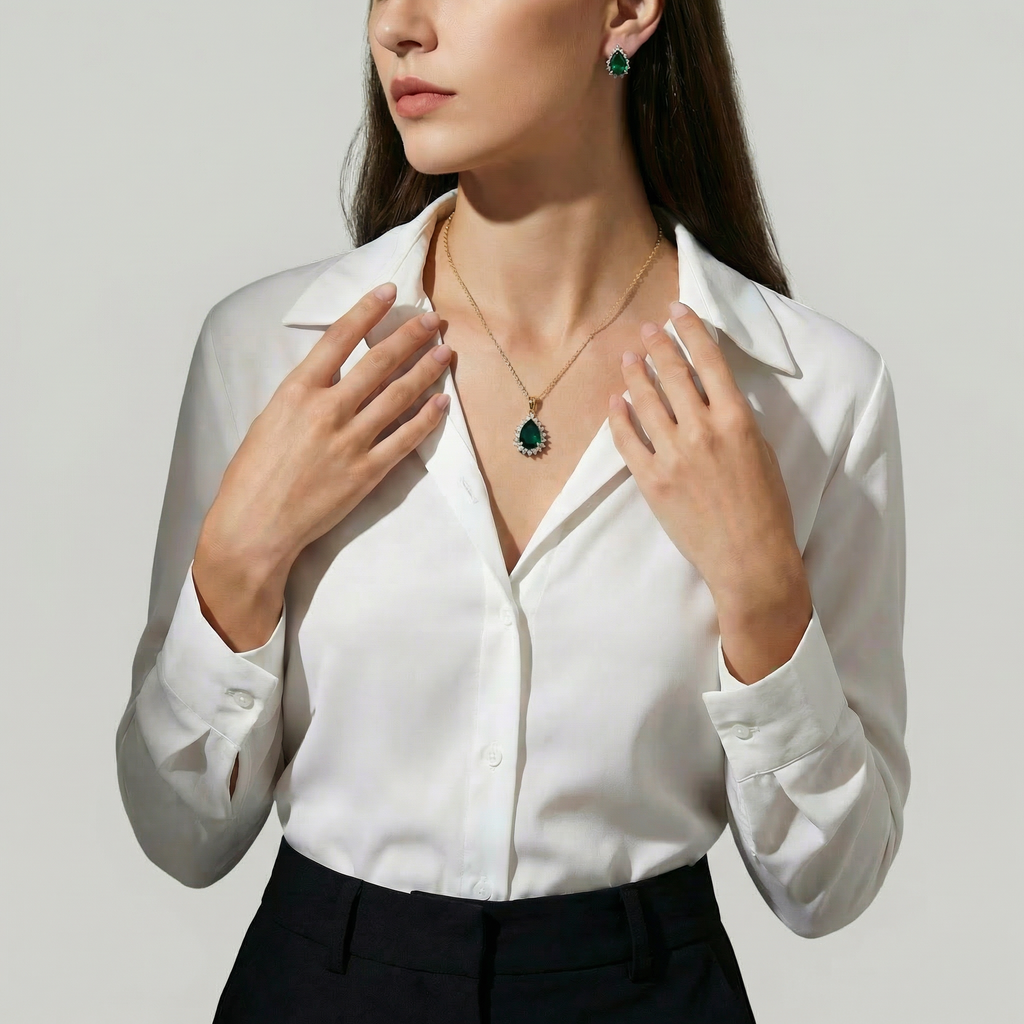 The Emerald Halo Necklace Set