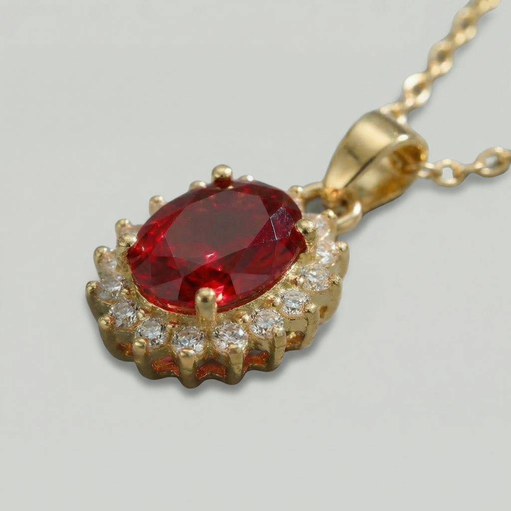 The Ruby Halo Necklace Set