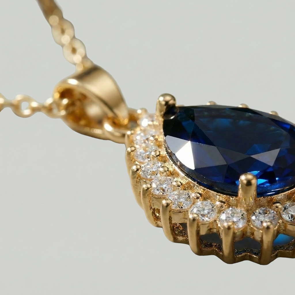 The Sapphire Halo Necklace Set