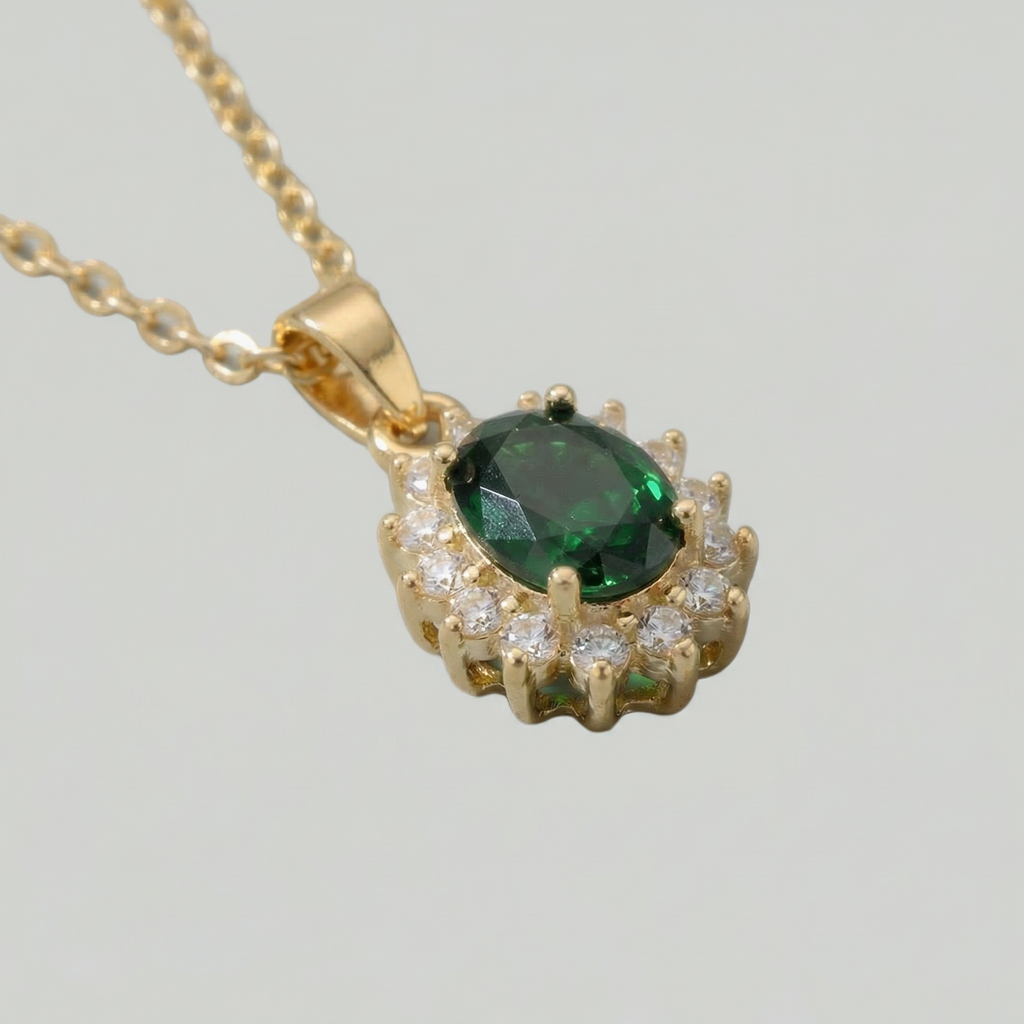 The Emerald Halo Necklace Set